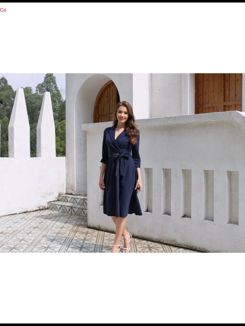 Women's Vintage Tea Party Formal Church Dress 3/4 Sleeve A-Line Midi - Picture 6 of 6